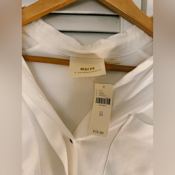 Maeve / Anthropologie white button down high-low tie shirt NWT - Picture 4 of 6